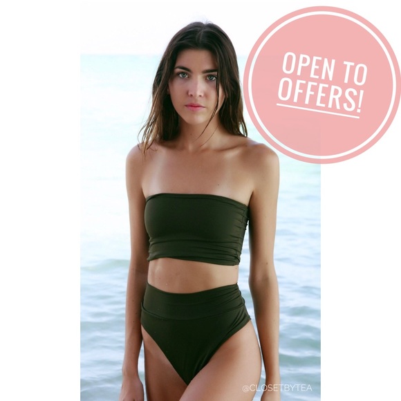 Other - “Carlie” High Waisted Bandeau Bikini // Olive